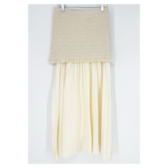 NEW ZARA Mixed Media Pull On Maxi Skirt S Cream - Picture 3 of 6
